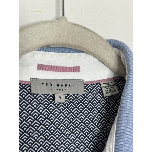 Ted Baker Mens Sz 4 Polo T Shirt Collared Cotton Casual Pale Blue - Picture 2 of 6
